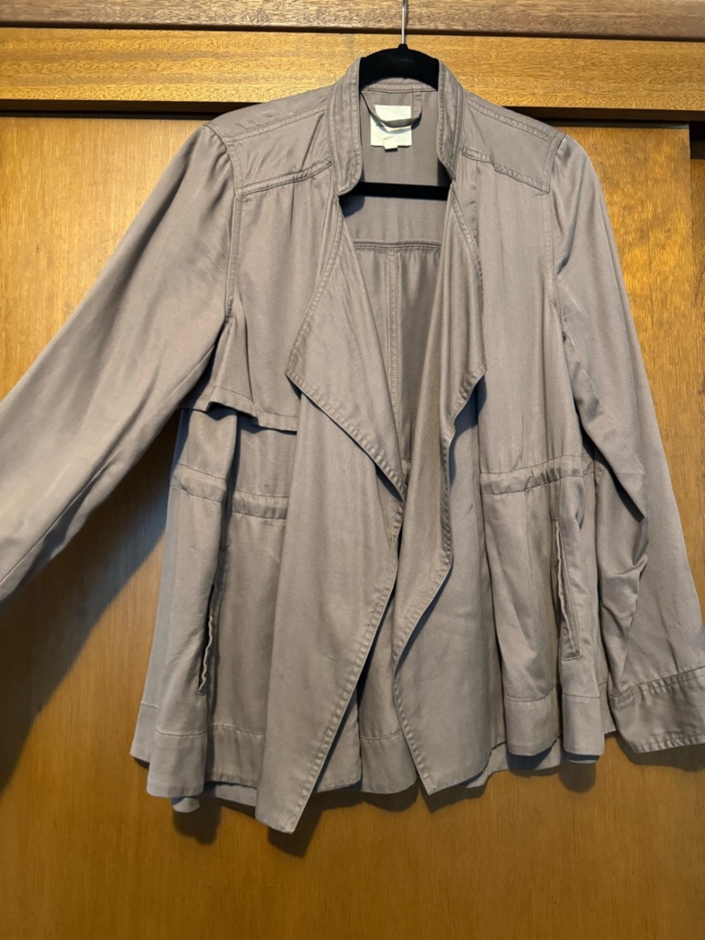 silence + noise Taupe Draped Utility Trench Jacket